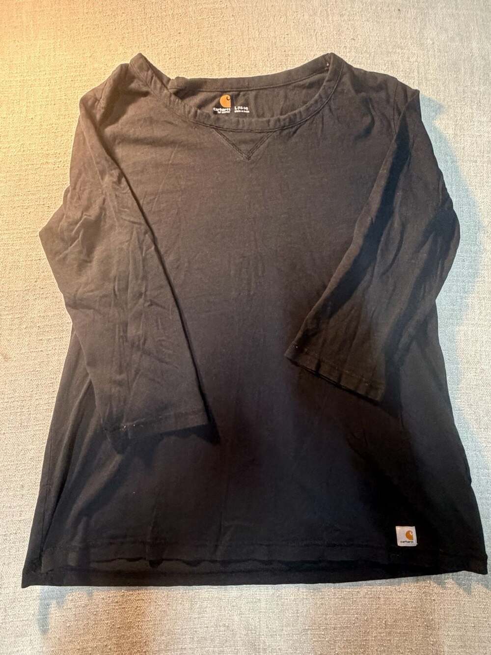 Carhartt for Women Black Long Sleeve V-Neck Shirt Size L (12-14)